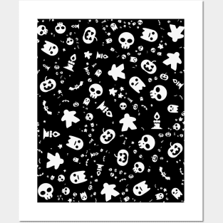 Meeple Halloween Pattern Board Games Posters and Art